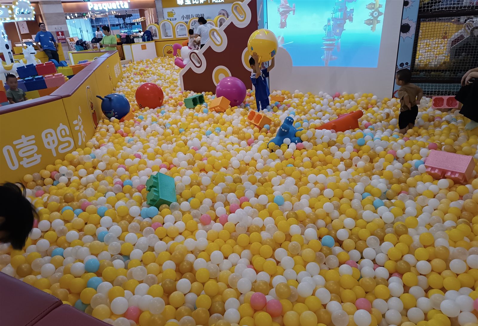 Large ball pit filled with commercial balls